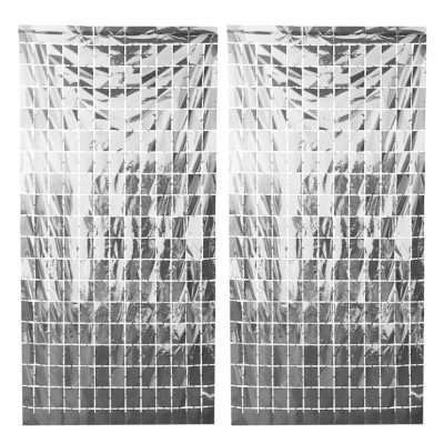 Square Foil Curtain (Silver, Set of 2) - Image 9