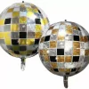 Gold Disco Ball Balloon Hangable 4 Count 16"Large Sphere 4D Aluminum Foil Balloon Graduation Balloons Metallic Orb Balloon 70s Disco Birthday Party Wedding Disco Party Decorations Disco Balloon Garland