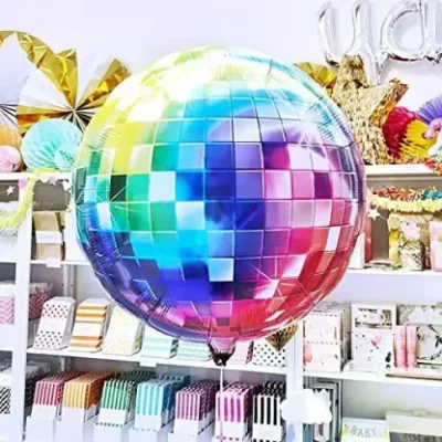 Decorasions Printed 4D Multicolor Disco Ball Shape Foil Balloon(Pack of 1) Balloon  (Multicolor, Pack of 1) - Image 2