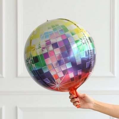 Decorasions Printed 4D Multicolor Disco Ball Shape Foil Balloon(Pack of 1) Balloon  (Multicolor, Pack of 1)