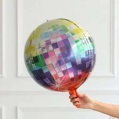 Decorations 4D Disco Ball Foil Balloon | Multicolor Printed Party Decoration Balloon | Disco Theme Event Balloon Pack of 1