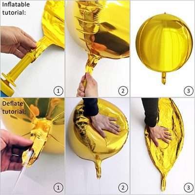 Gold Disco Ball Balloon Hangable 4 Count 16"Large Sphere 4D Aluminum Foil Balloon Graduation Balloons Metallic Orb Balloon 70s Disco Birthday Party Wedding Disco Party Decorations Disco Balloon Garland - Image 3