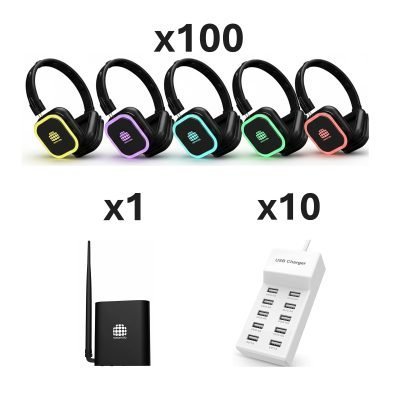 Silent Disco Headphone 100x Pack - 1 Transmitter