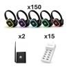 150 Headphones + 2 Transmitters Pack | Nokomoto 300M Squaretune Silent Disco Headphone Receivers | Long-Range RF/UHF Event Audio System with 2–3 Channels