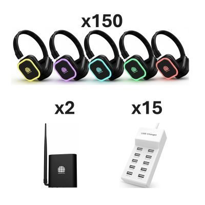 Silent Disco Headphone 150x Pack - 2 Transmitter