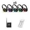 5 Headphones + 1 Transmitters Pack | Nokomoto 300M Squaretune Silent Disco Headphone Receivers | Long-Range RF/UHF Event Audio System with 2–3 Channels